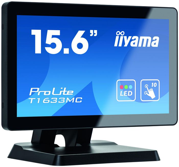 iiyama T1633MC-B1, 15.6", 1366x768, 16:9, TN LED, 8 ms, USB 2.0, VGA, HDMI, DP, HDCP, 389x312.5x254 mm - W124486551