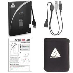 Apricorn 256GB Aegis Bio 3.0 SSD, Biometric USB 3.0 Solid State Drive, 256-bit AES-XTS Hardware Encryption - W124784007