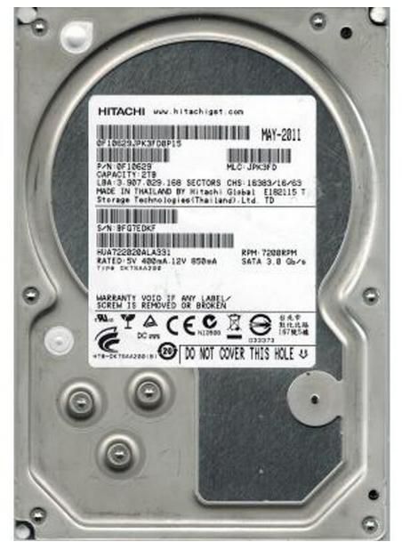Hitachi HDS722020ALA330 2TB HDD 7200回転 HGST HITACHI製HDD HDS722020ALA330 2TB SATA300 7200rpm : エクセラー