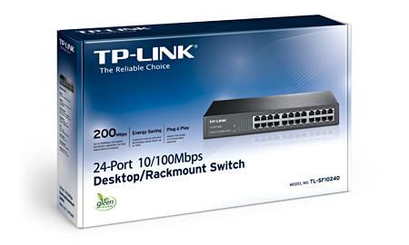 TP-Link 24-Port 10/100Mbps, Desktop, Rackmount Switch, 4.8 Gbps, Black - W125075897