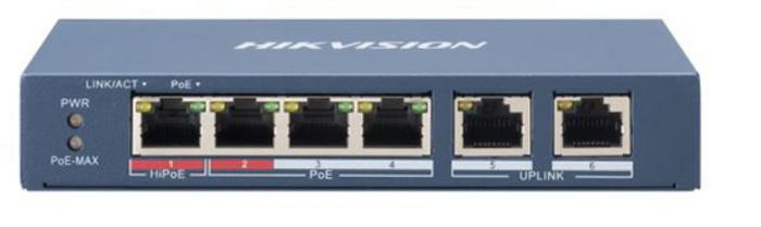 Hikvision Switch PoE 4 puertos no gestionable Fast Ethernet - W124789667