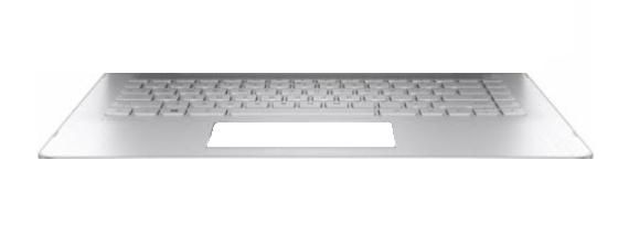 HP Keyboard/top cover in Pike silver finish with speaker grille in mineral silver finish with backlight (includes backlight cable and keyboard cable) - W124739344