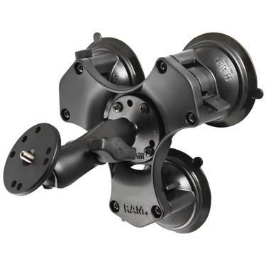 RAM Mounts RAM Twist-Lock Triple Suction Mount with Round Plate and 1/4"-20 Stud - W125170357