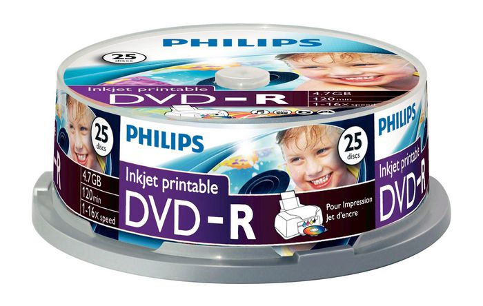 Philips Inventor of CD and DVD technologies. 4.7GB/120min 16x Inkjet printable - W125415999