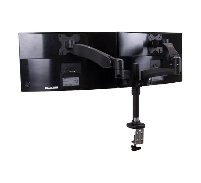 B-Tech Full Motion Twin Screen with Dual Articulated Arms Flat Screen Desk Mount, 28", max 9 kg, VESA 75x75 - 100x100, Black - W125190711