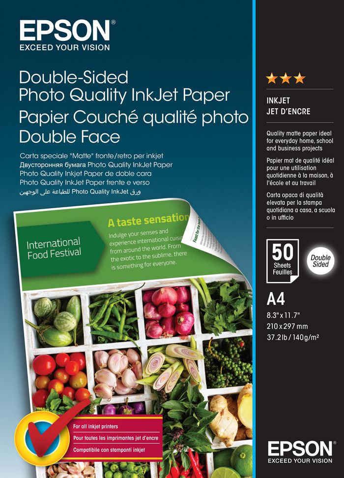 Epson Double-Sided Photo Quality Inkjet Paper - A4 - 50 Sheets - W124646653
