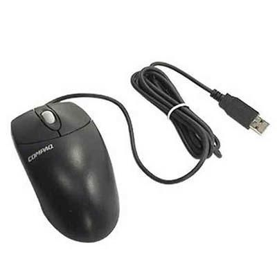 HP HP USB two-button scroll wheel optical mouse (Jack Black) - Has 1.8m (6.0 feet) long cable with USB type (A) connector - W124523683