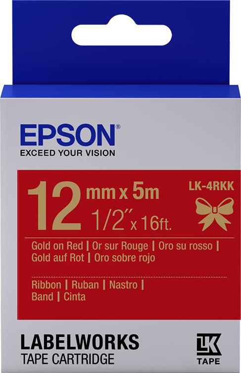Epson Label Cartridge Satin Ribbon LK-4RKK Gold/Red 12mm (5m) - W124947018