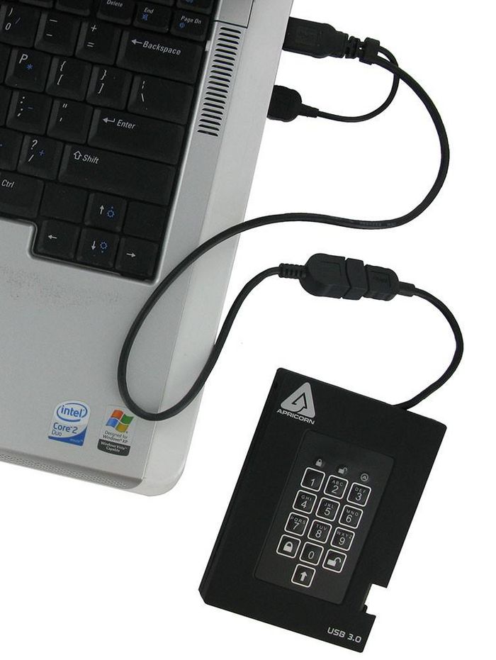 Apricorn 1000GB, Padlock Fortress HDD, USB 3.0, PIN Access - W124484217