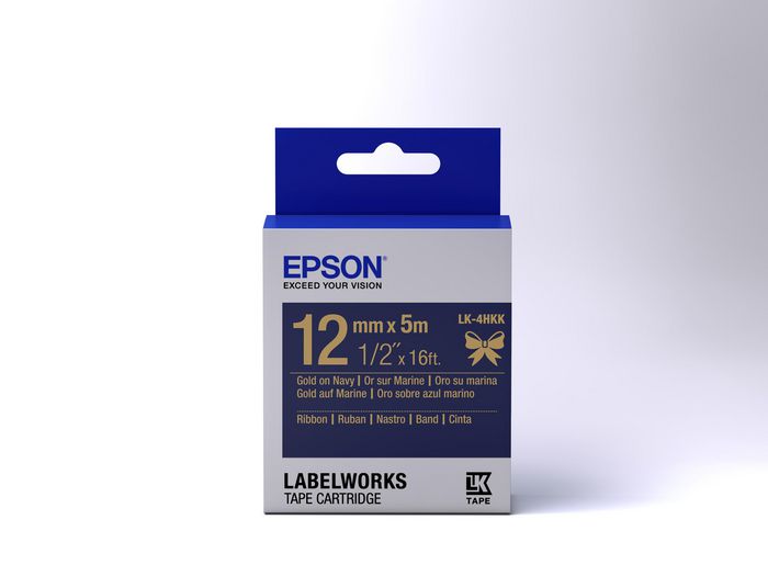 Epson Label Cartridge Satin Ribbon LK-4HKK Gold/Navy 12mm (5m) - W125046760