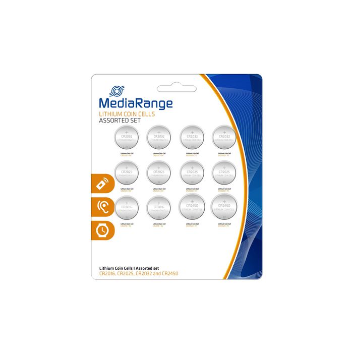 MediaRange Lithium Coin Cells, Assorted set, CR2016/CR2025/CR2032/CR2450, Pack 12 - W124964519