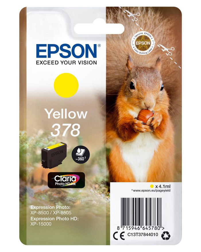 Epson Singlepack Yellow 378 Claria Photo HD Ink - W125046536
