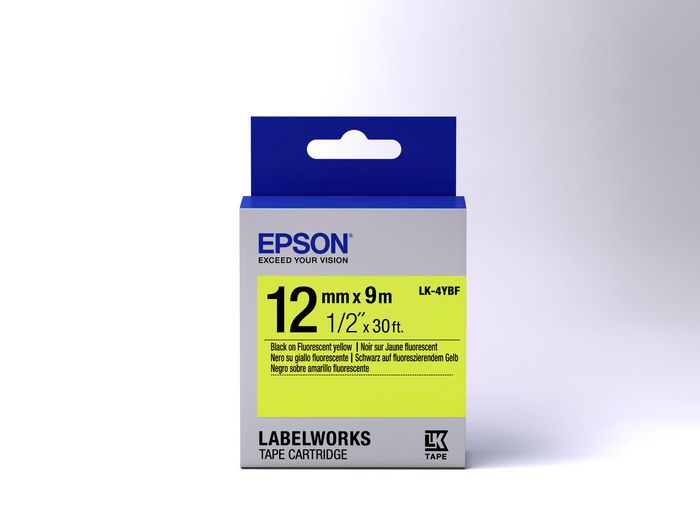 Epson Label Cartridge Fluorescent LK-4YBF Black/Yellow 12mm (9m) - W124846551