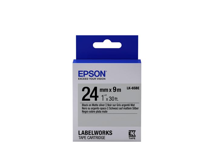 Epson Label Cartridge Matte LK-6SBE Black/Matt Silver 24mm (9m) - W124846555
