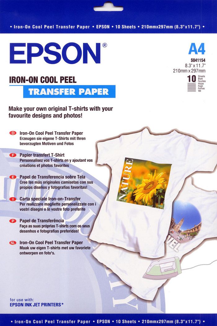 C13S041154, Epson Iron-on-Transfer Paper - A4 - 10 Sheets