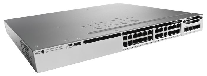 Cisco Stackable 24 10/100/1000 Ethernet ports, with 350WAC power supply 1 RU, IP Base feature set - W126852607