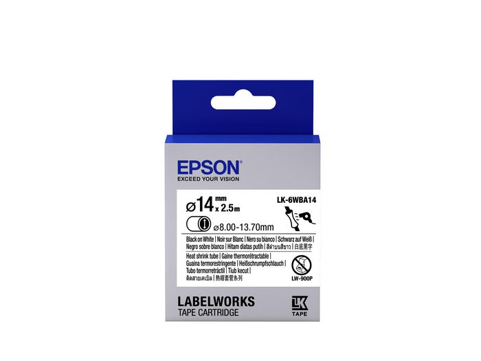 Epson Label Cartridge Heat Shrink Tube (HST) LK-6WBA14 Black/White D14mm (2.5m) - W125246399