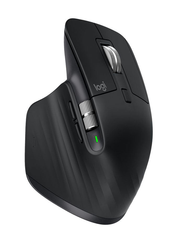 Logitech MX Master 3 Advanced Wireless Mouse, RF Wireless + Bluetooth, Lithium Polymer (LiPo), Black - W125091208