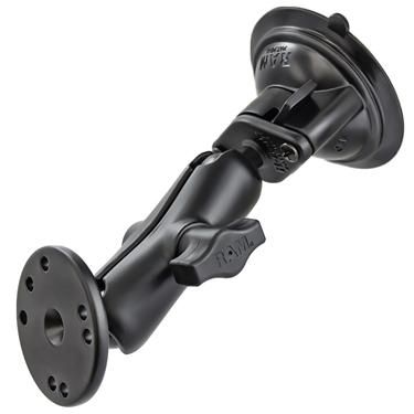 RAM Mounts RAM Twist-Lock Suction Cup Double Ball Mount with Round Plate - W125269734