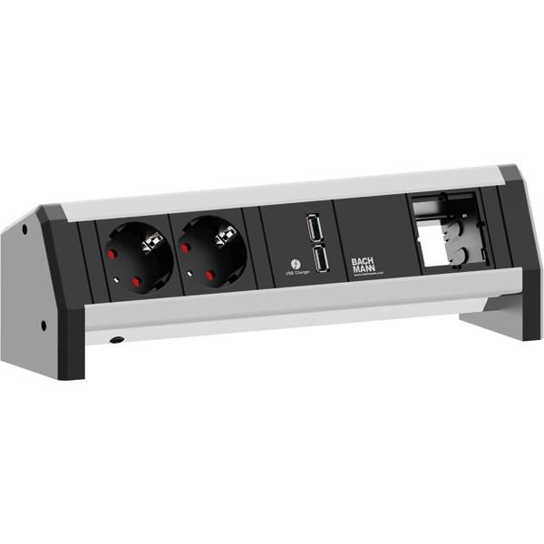 Bachmann DESK 1 with 1 x USB double charger (5.2 V /2.15 A ), 1 x custom modules + power socket outlets - W124637748