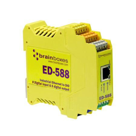Brainboxes Ethernet to 8 Digital Inputs, 8 Digital Outputs, RS485 Gateway - W124685825