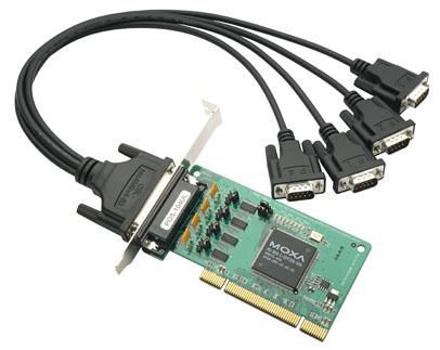 Moxa 4-port RS-232 Universal PCI board with power over serial, 0 to 55°C, DB9 male cable included - W125081512