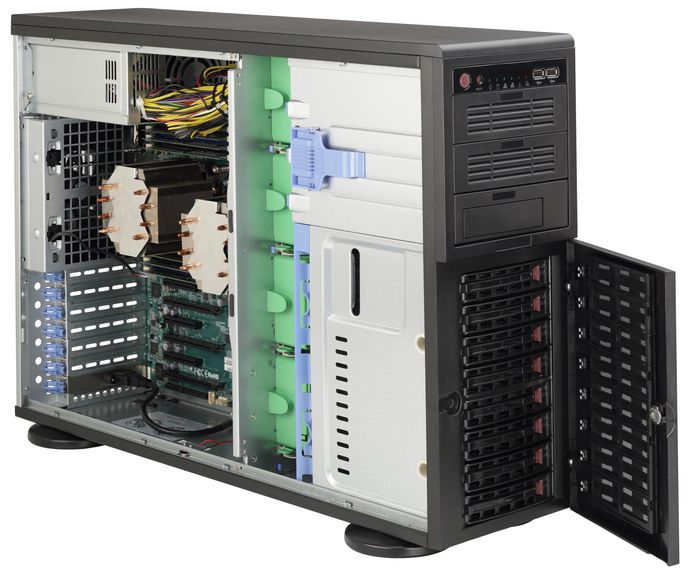 Supermicro Supermicro 743TQ-865B-SQ 4U Rack-mountable Full-Tower E-ATX/ATX Workstation Chassis with 8 SATA/SAS Hot-swappable drive bays and 865W 80PLUS Power Supply - W124747944