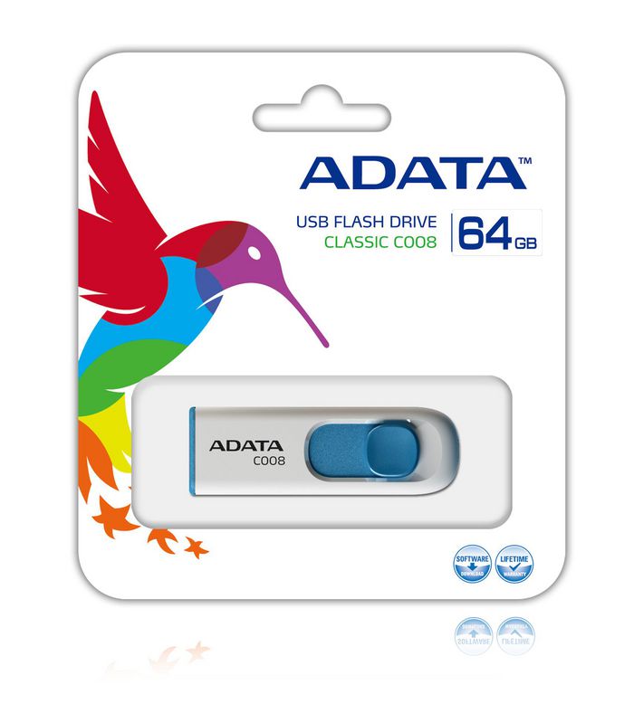 ADATA 64GB C008, 10g, White/Blue - W124991425