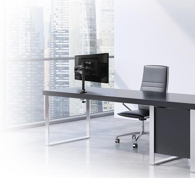 B-Tech Double Arm Flat Screen Desk Mount, 28", max 9 kg, VESA 75x75 - 100x100, Black - W124989178