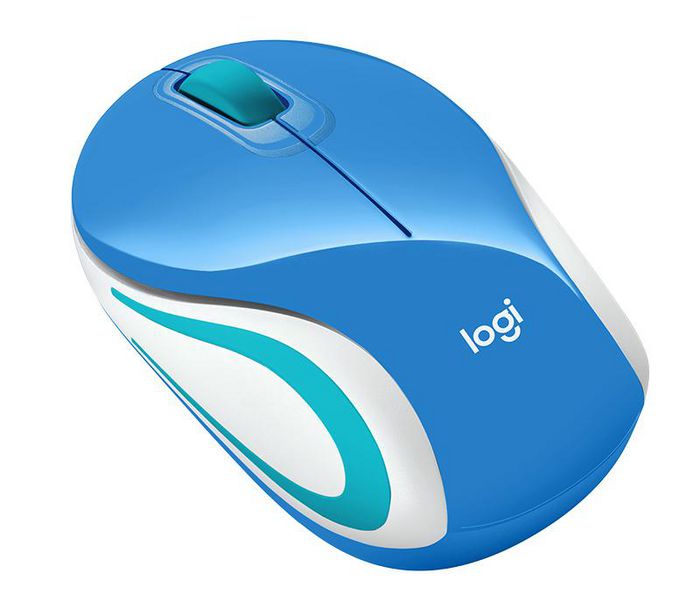 Logitech Wireless Mini Mouse M187, RF Wireless, Alkaline, Blue - W125183541