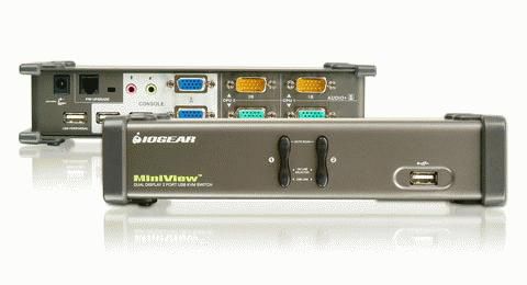 IOGEAR 2-Port Dual View KVM Switch with cables - W124955221