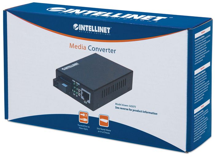 Intellinet Gigabit Ethernet Single Mode Media Converter, 10/100/1000Base-T to 1000Base-Lx (SC) Single-Mode, 20km (Euro 2-pin plug) - W125284659