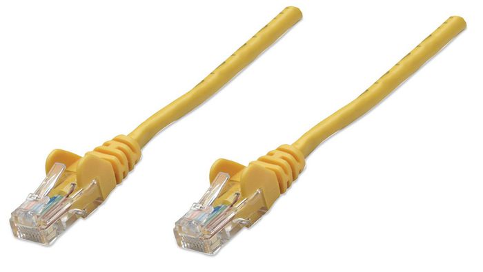 Intellinet Network Patch Cable, Cat5e, 1m, Yellow, CCA (Copper Clad Aluminium), U/UTP (cable unshielded/twisted pair unshielded), PVC, RJ45 Male to RJ45 Male, Gold Plated Contacts, Snagless, Booted - W125299871