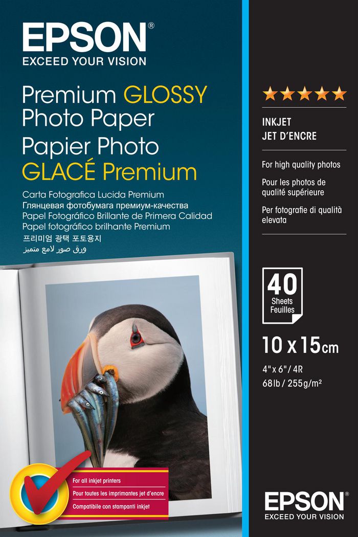 Epson Premium Glossy Photo Paper - 10x15cm - 40 Feuilles - W124746712