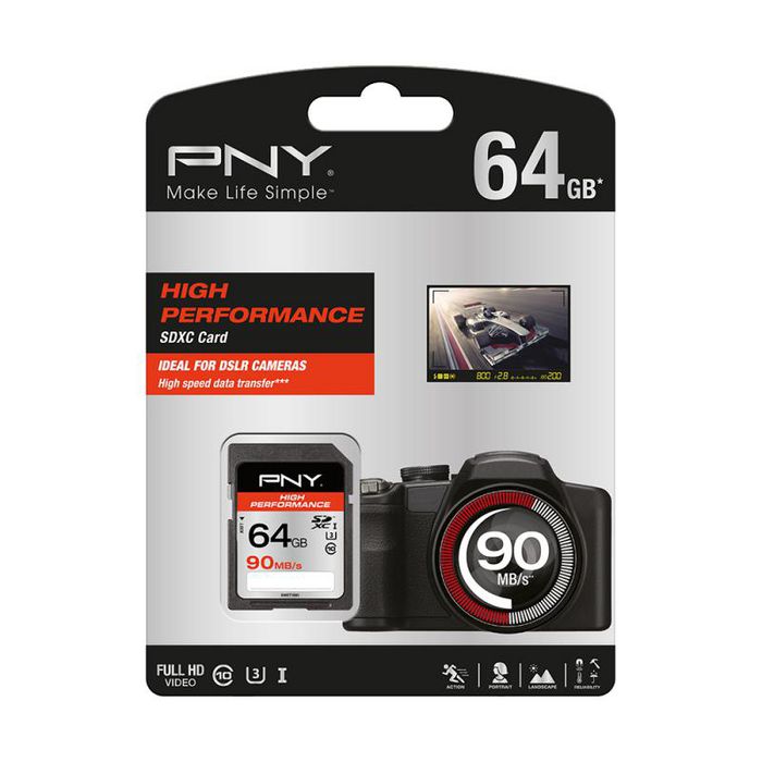 PNY 64 GB, 90/40 MB/s, C10, UHS 1 - W125759591
