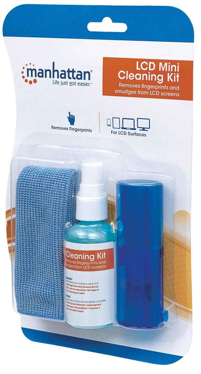 Manhattan LCD Mini Cleaning Kit, Alcohol-free, Includes Cleaning Solution, Brush, Microfibre Cloth and Carrying Bag - W125336614