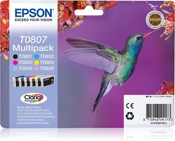 Epson Multipack 6-colours T0807 Claria Photographic Ink - W124946753