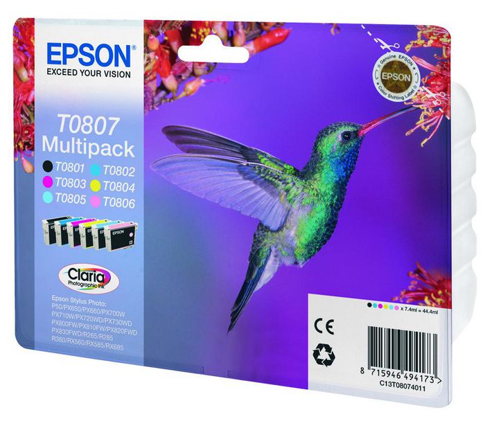 Epson Multipack 6-colours T0807 Claria Photographic Ink - W124946753