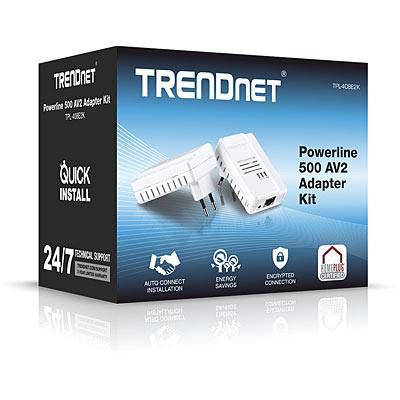 TRENDnet Powerline 500 AV2 Adapter Kit, 500 Mbps. 300 m, 128-bit - W125339237