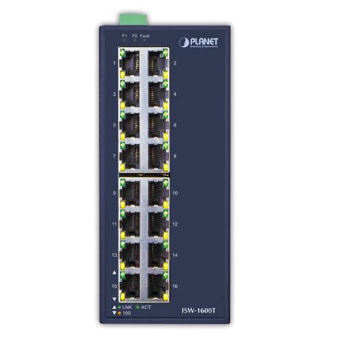 Planet Industrial 16-Port 10/100TX Fast Ethernet Switch - W124885700