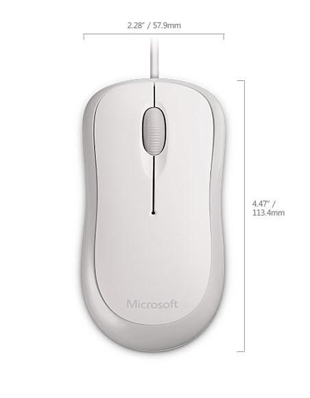 Microsoft Basic Optical Mouse, USB, 800dpi, White - W124968559