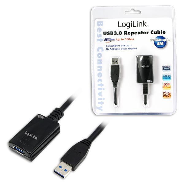 LogiLink USB 3.0, M/F, 5Gbps, 5.0m, Black - W124677085