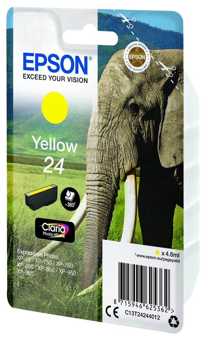 Epson Singlepack Yellow 24 Claria Photo HD Ink - W124846332