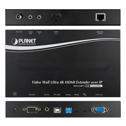 Planet Video Wall Ultra 4K HDMI/USB Extender Transmitter over IP with PoE - W125256010