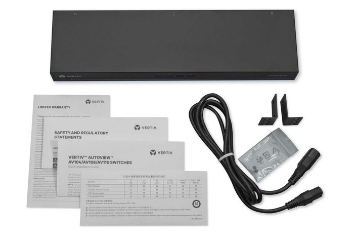 Vertiv 1x16 KVM switch with USB, w/OSD, push (touch) button switching, keystroke switching, cascade support, internal power supply, includes 8 CBL0170 cables - W124985421