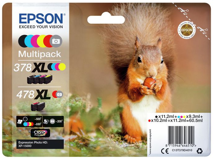 Epson Multipack 6-colours 378XL / 478XL Claria Photo HD Ink - W125246195
