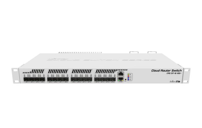 MikroTik CRS317-1G-16S+RM network switch, 800 MHz, 1 GB RAM, 16 SFP+ ports, 443 x 224 x 44 mm, Grey - W124547993