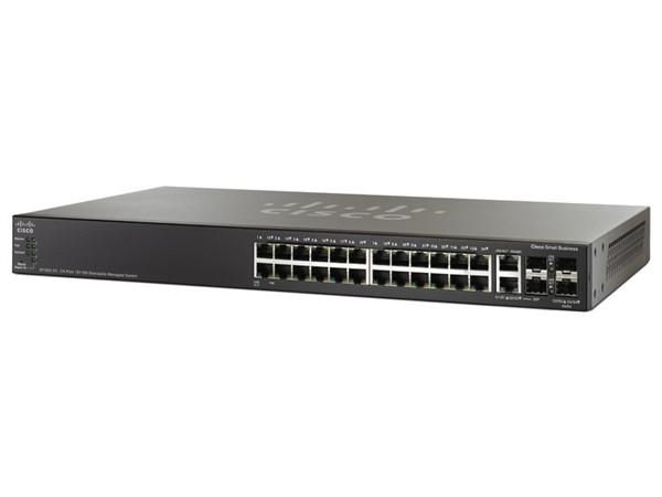 Cisco SB 24 x 10/100, 4 Gigabit Ethernet (2 combo Gigabit Ethernet + 2 1GE/5GE SFP), Stackable, Managed, 28.8 Gbit/s, 800 MHz ARM, 256MB, 32MB Flash - W124486508