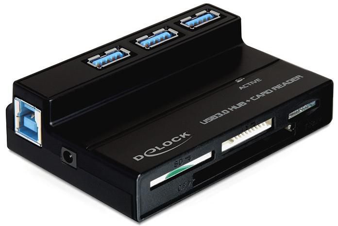 Delock USB 3.0 Card Reader All in 1 + 3 Port USB 3.0 Hub - W125238339