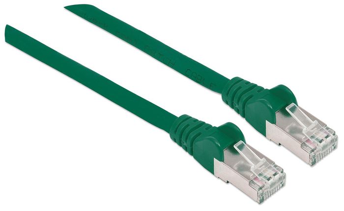 Intellinet Network Patch Cable, Cat6A, 30m, Green, Copper, S/FTP (cable foiled/twisted pair - all three pairs wrapped in braid shield), LSOH / LSZH (Low Smoke, no Halogen), PVC, RJ45 Male to RJ45 Male, Gold Plated Contacts, Snagless, Booted - W124884749